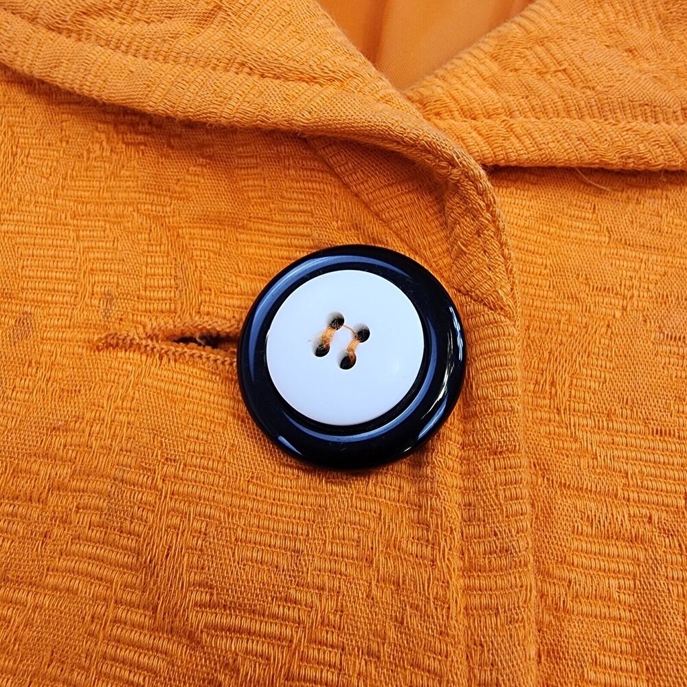 Vintage Teri Jon Rickie Freeman Blazer Womens 4 Orange Floral Inlay Short Sleeve - Picture 15 of 16